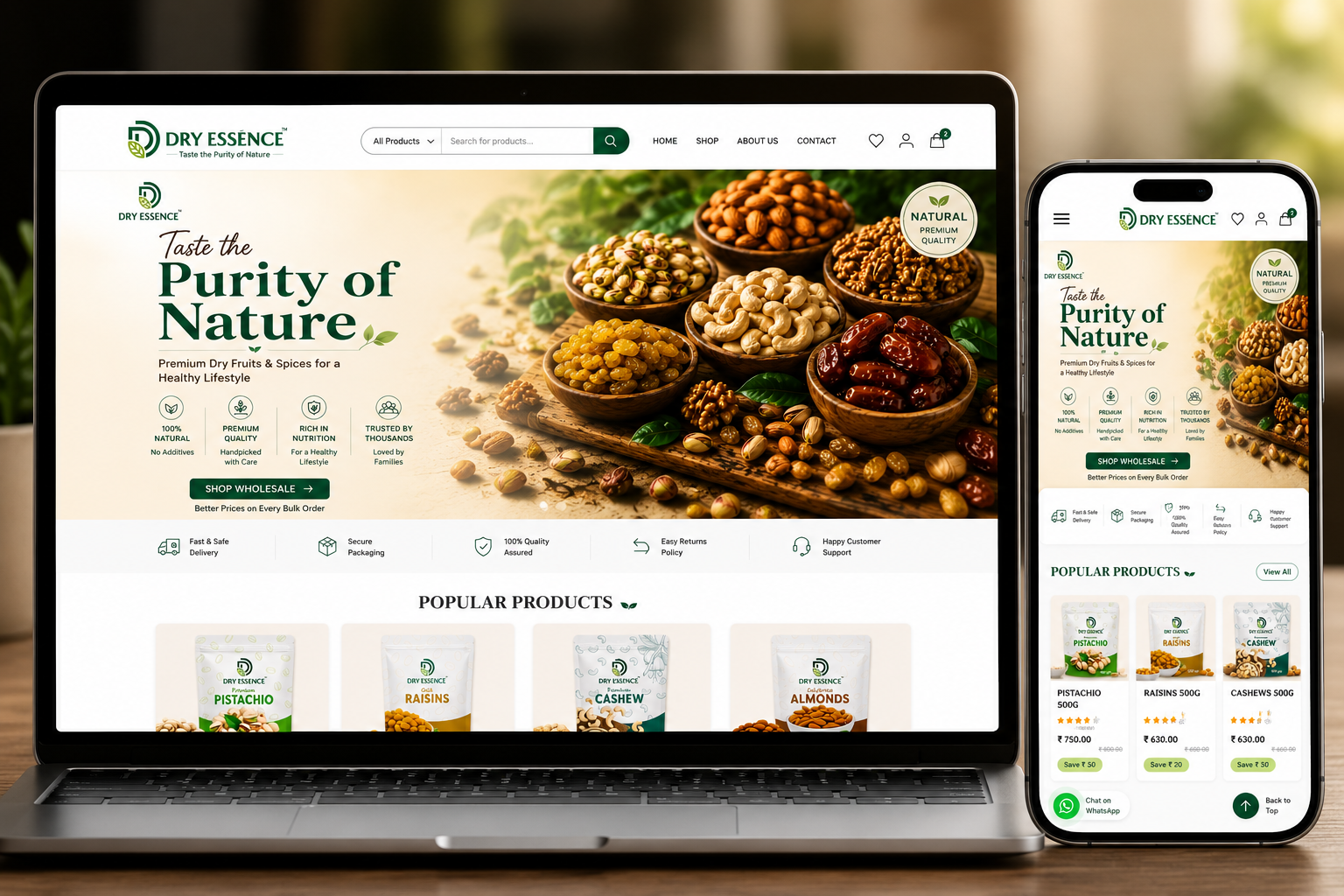 Dry Essence – Premium Dry Fruits & Spices E-commerce Website Case Study